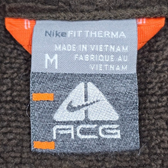 Vintage Nike ACG Sweater Mens Medium Brown Therma Fit 1/4 Zip Long Sleeve Hiking - Picture 4 of 11